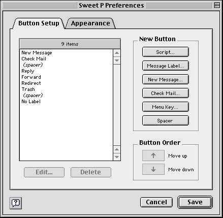 Screenshot of the Preferences dialog (button tab).
